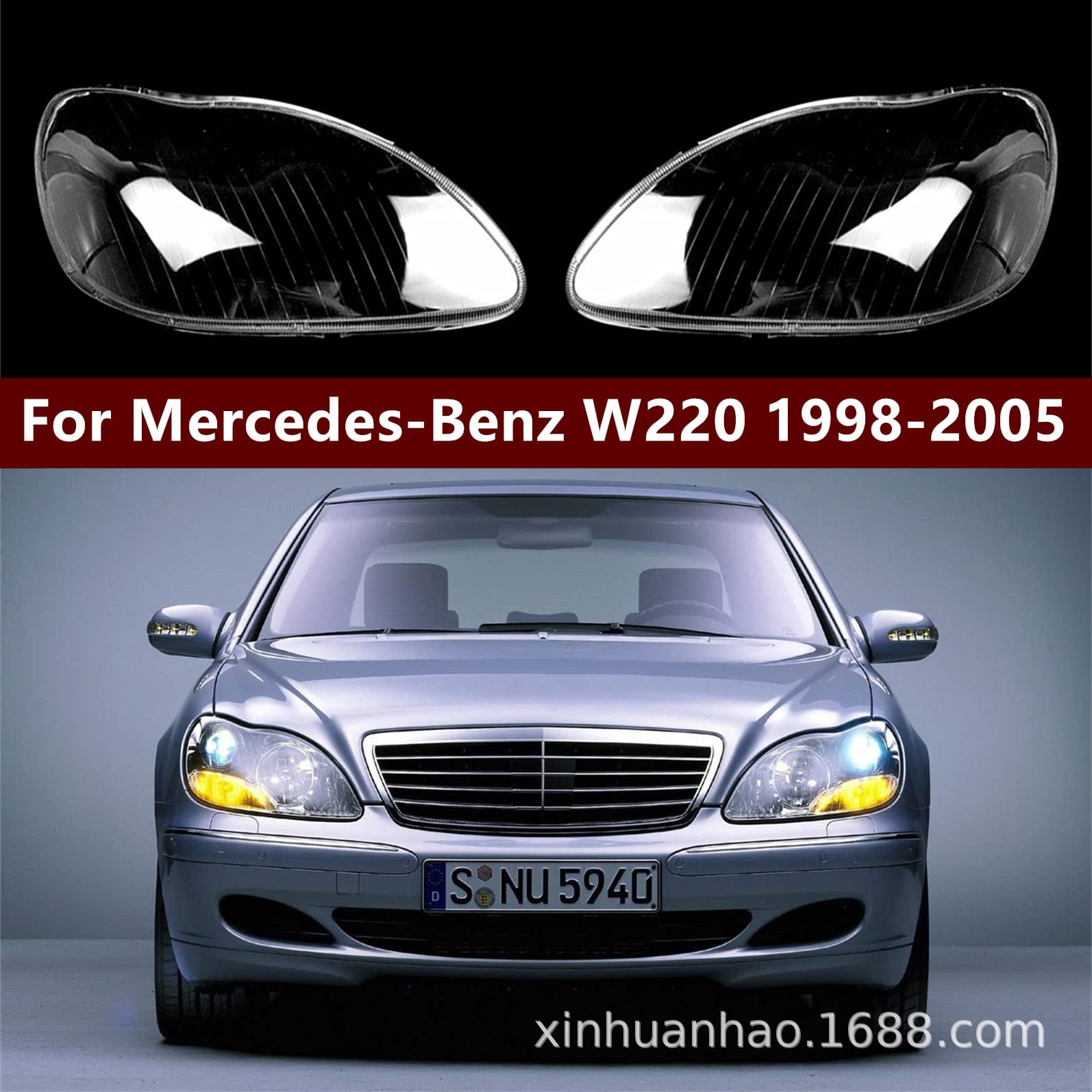 Headlight Lens Cover for Mercedes W220 S-Class 99-05 S600 S500 S350