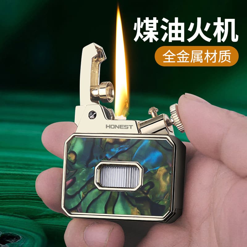 Baicheng New Kerosene Lighter Qianlong One-Key Ejection Ignition Transparent Tank Personalized Creative Men's Birthday Gift