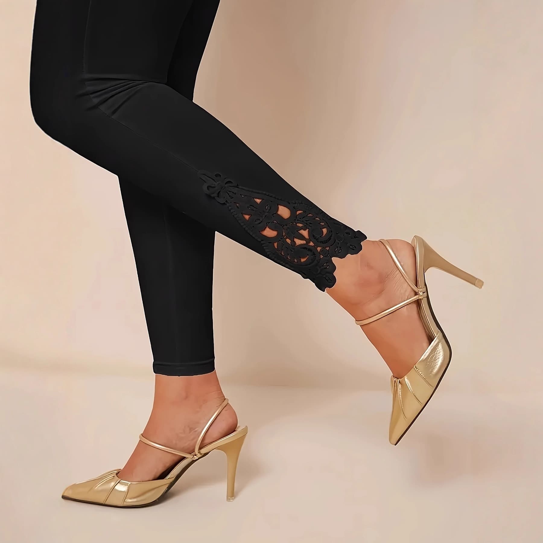 Women's Thin Tights, Ankle-Length, Spring/Autumn 2022 New Cotton Plus Size, Internet Celebrity Style Lace Capri Pants Wholesale