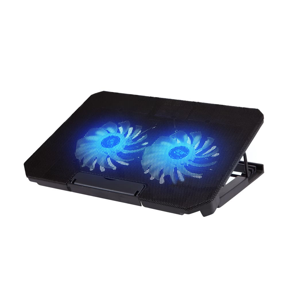 Dual-Fan Laptop Cooler with Height Adjustment, Dual USB Ports, and Cooling Pad Base