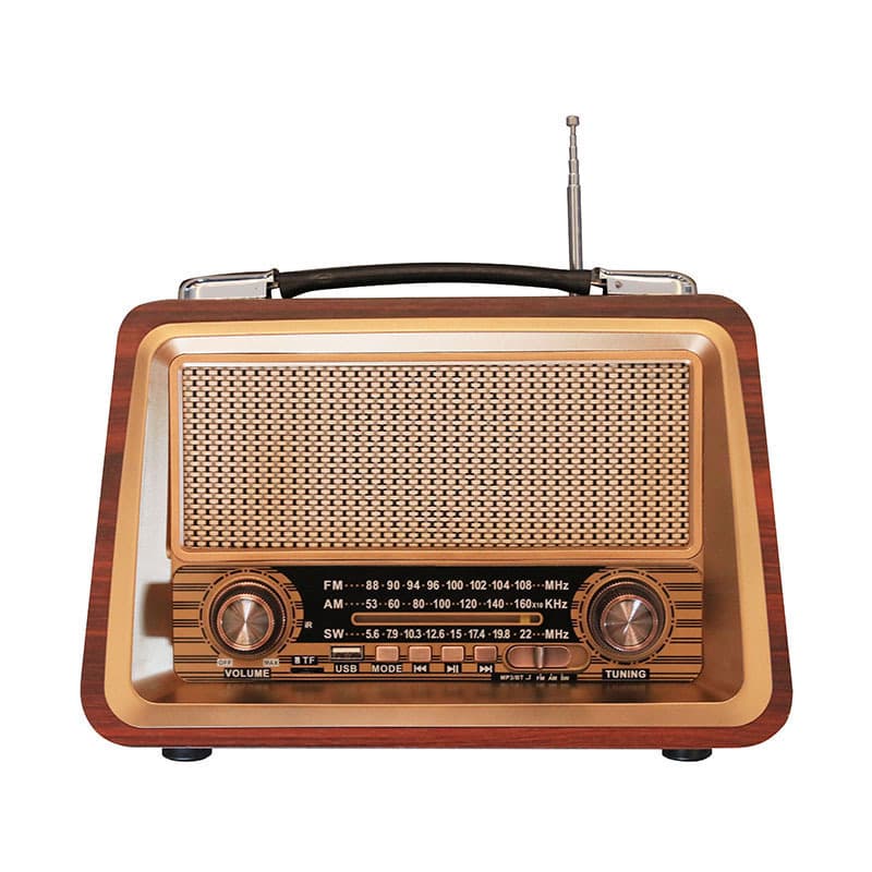 Manufacturer sells FM/AM/SW three-band retro Bluetooth plug-in card wooden box radio with MP3 player