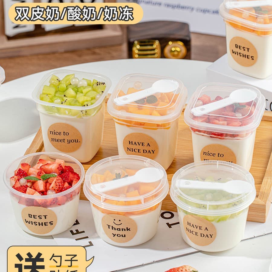 Disposable Plastic Lids for Cups, Pudding Jelly Cups, Frozen Dessert Milk Packaging, Double Skin Milk Cups, Yogurt Dessert Cups