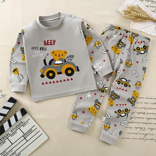 Children's Underwear Set 2026 Autumn/Winter New Cotton Long-Sleeve Top and Bottom Pajamas for Baby Boys and Girls Wholesale