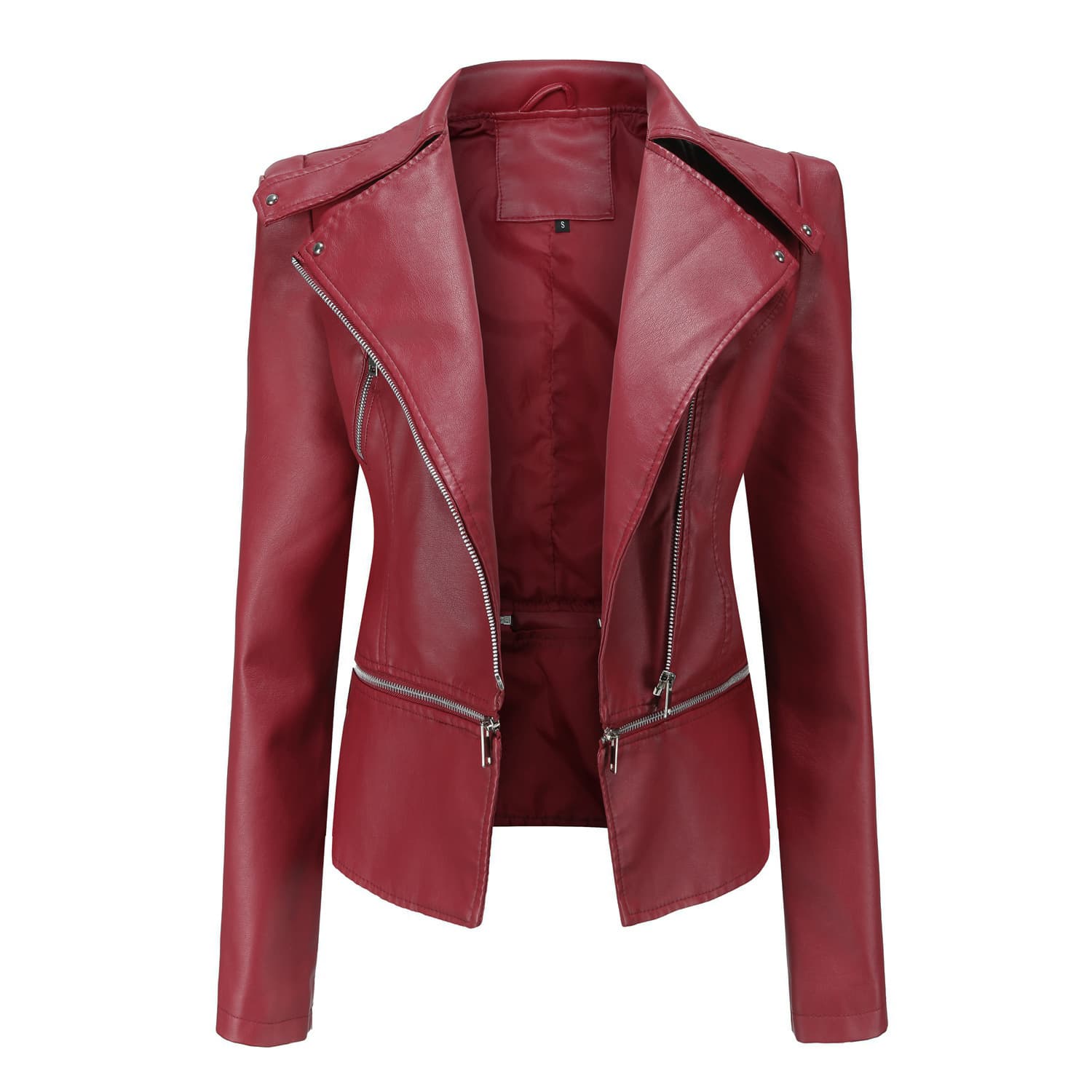 Motorcycle Leather Jacket Cross-Border Fast Selling on Amazon Women's Motorcycle Leather Jacket from China Genuine Leather
