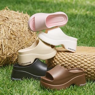 EVA Thick Sole Height Increasing Sandals Women Outdoor Spring Summer Versatile Slide Slippers Summer Wedge Heel Sandals