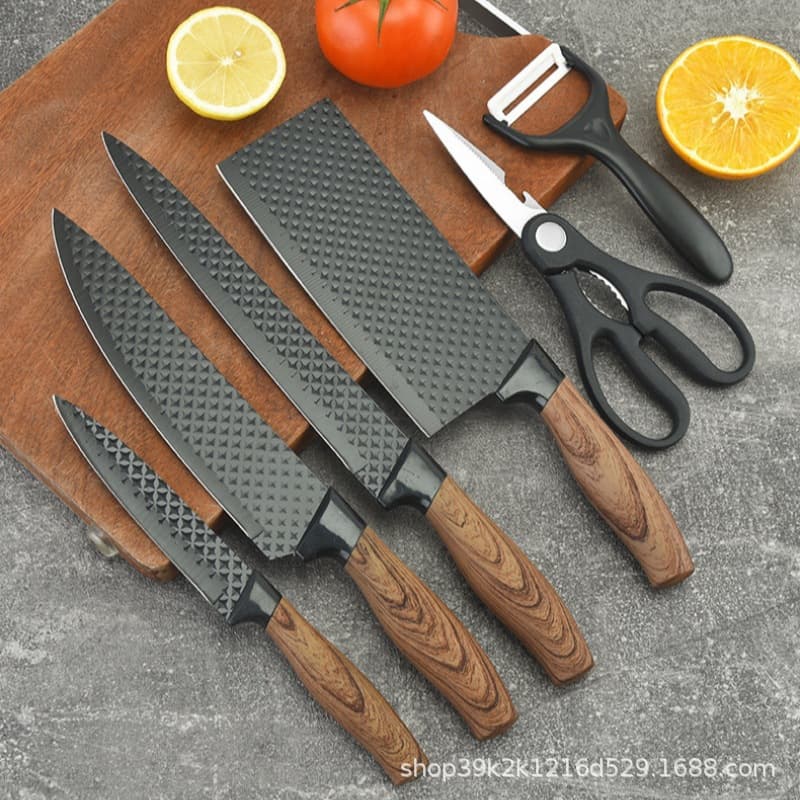 Stainless Steel Knife Set, Six-Piece Set, Fat Boy Handle, Covered Fruit Knife, Kitchen Knife Combination