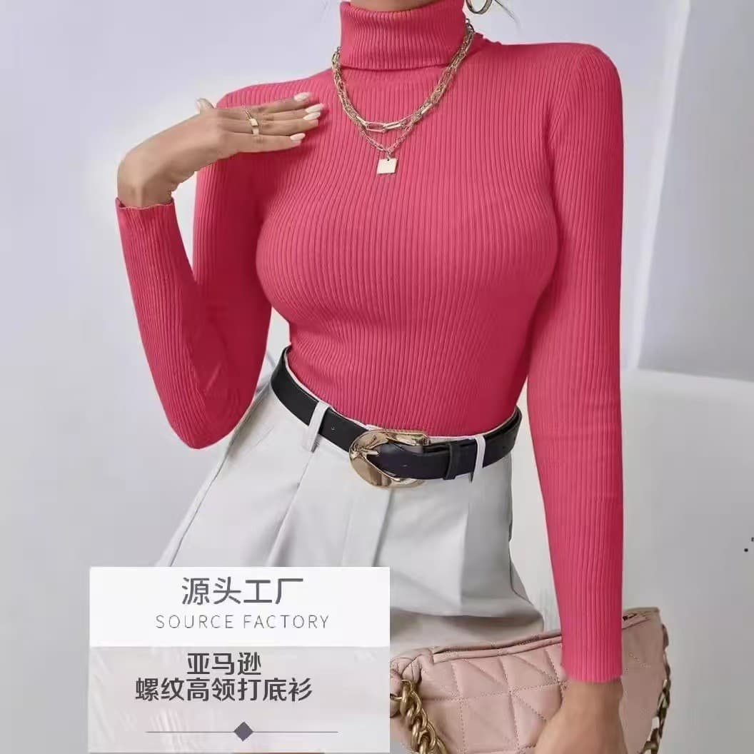 European and American High Neck Knit Sweater Women 2025 New Early Spring Style Premium Inner Layering Slim Fit Top