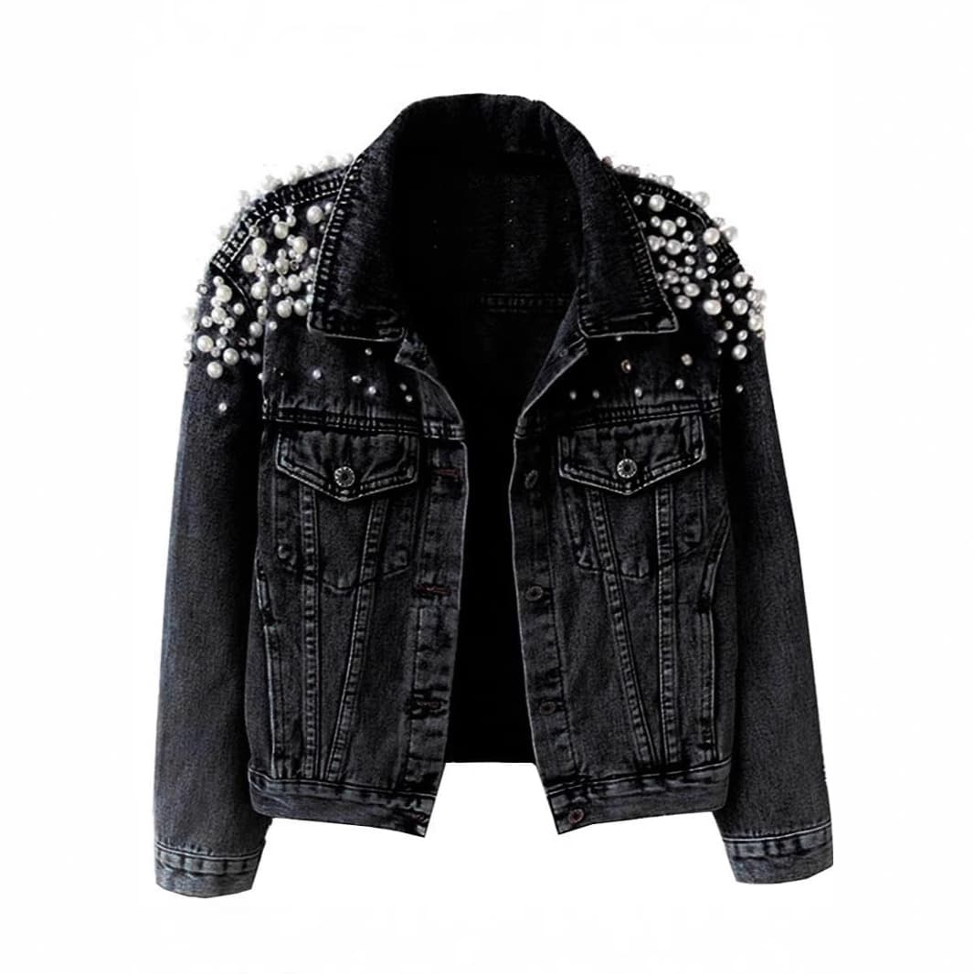 Amazon Best-Selling Wish New Heavy Embroidery Beaded Loose Denim Jacket for Women New Spring Long Sleeve Fashion Export Coat