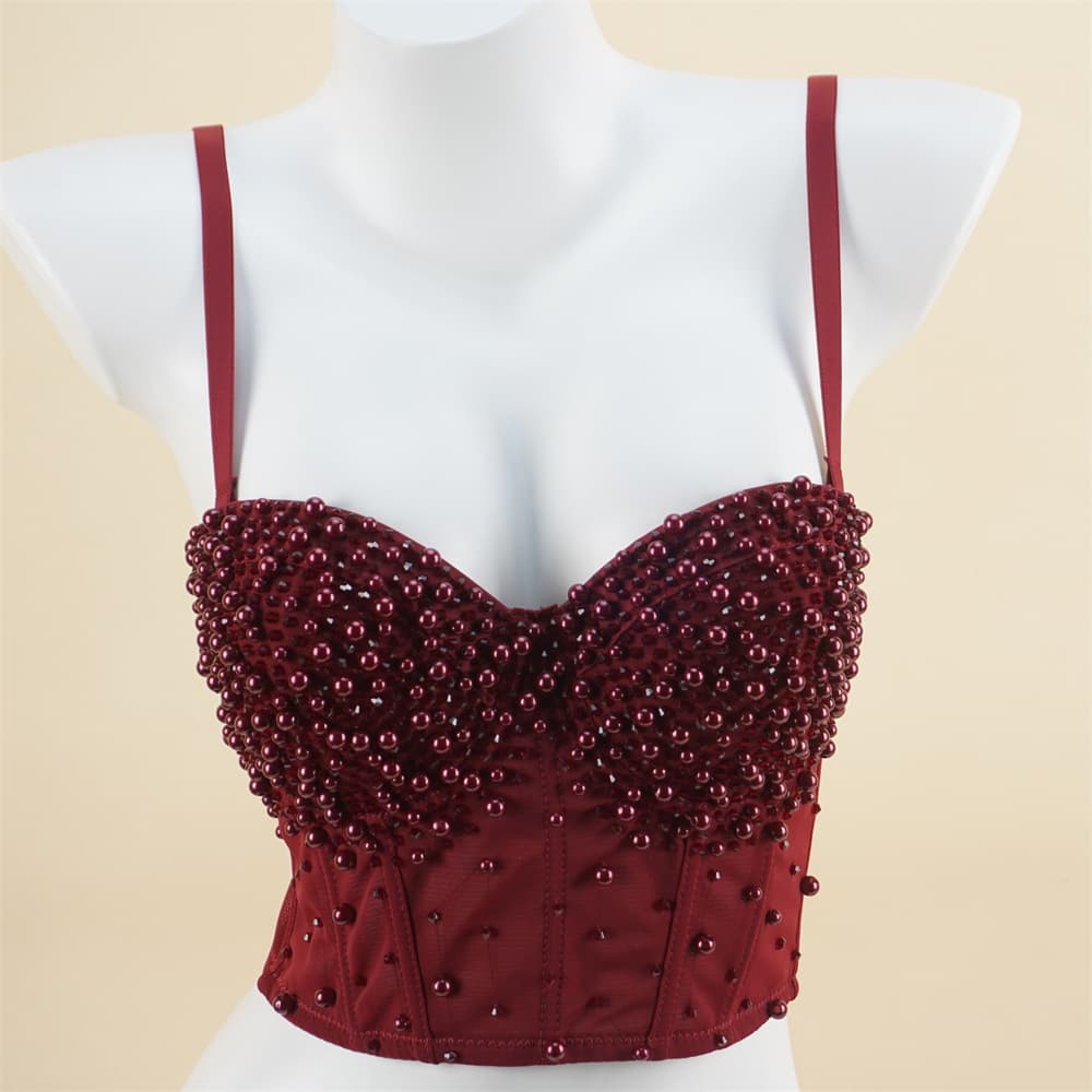 New Rhinestone Sequin Backless Camisole Bra Top for Women, European and American Fishbone Corset Top, Thin Spaghetti Strap Clubwear