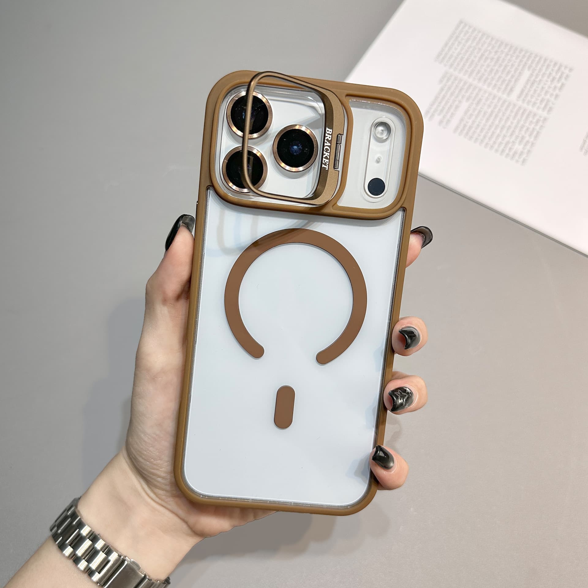 Lens Bracket Compatible with iPhone 17 Pro Case, Transparent Magnetic Apple 16 Pro Simple Shockproof Protective Cover