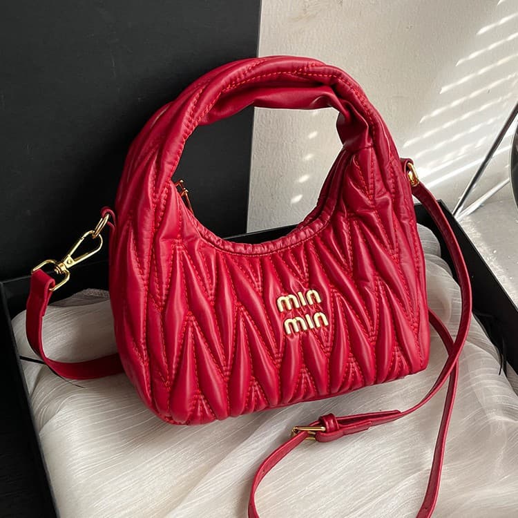 bahs Embroidery Single Shoulder Bag Fashion Premium Simple Casual Women's Bag Sweet Trendy Crescent Handbag Crossbody Bag