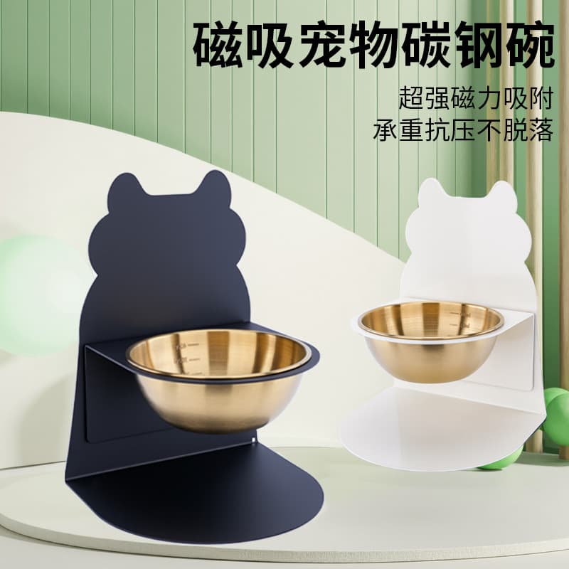 Stainless Steel Cat Bowl Dog Bowl Carbon Steel Pet Bowl Pet Cat Double Bowl Anti-Tip Cat Food Bowl Water Bowl Slanted