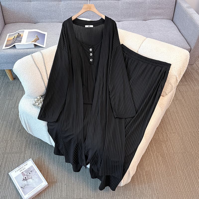Plus Size Women's Spring/Fall Fashion Outerwear, Camisole, and Long Pants 3-Piece Set for 130-350 lbs