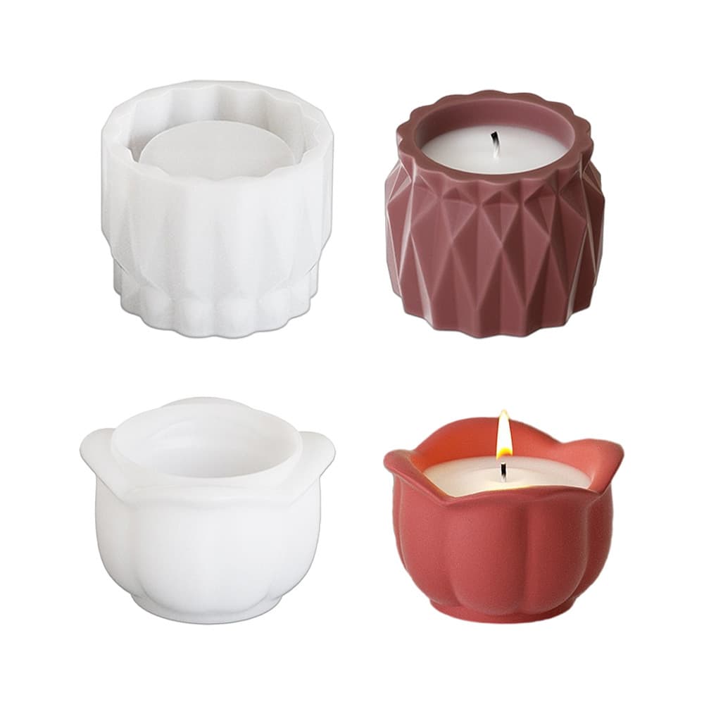 DIY Epoxy Resin Flower Pot Round Aromatherapy Striped Rose Candle Cup Silicone Mold Wholesale