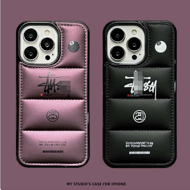 Trendy European/American style case for iPhone 16 Pro Max, iPhone 15 Pro, fall/winter puffer jacket design for 14/13/12