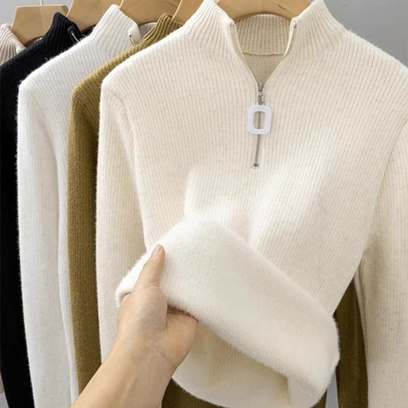 Autumn/Winter Nursing Top Outgoing Stylish Mom Style Postpartum Wear Integrated Fleece Thickened Inner Layer Knitted Base Shirt