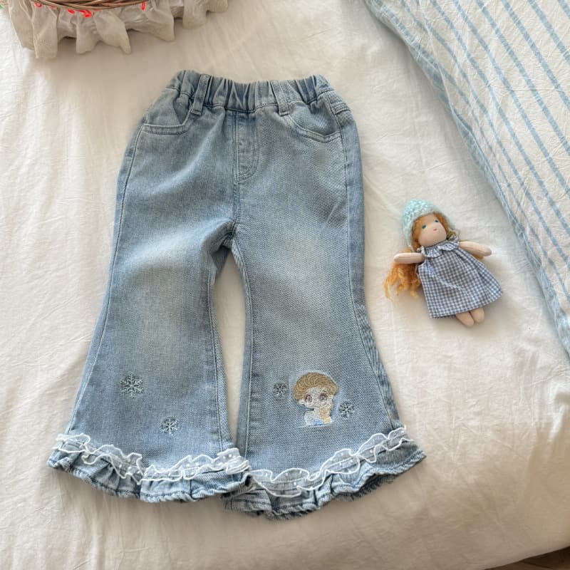 Girls Autumn Pants Flared Pants Korean New Style Kids Cartoon Long Pants Little Girl Denim Pants Trendy Outfit