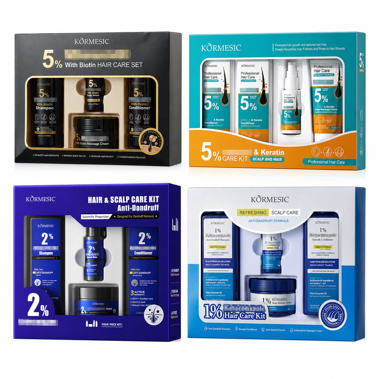 KORMESIC Cross-border Shampoo and Hair Care Kit - Full English Label, Cleansing and Oil Control Hair Treatment for Foreign Trade