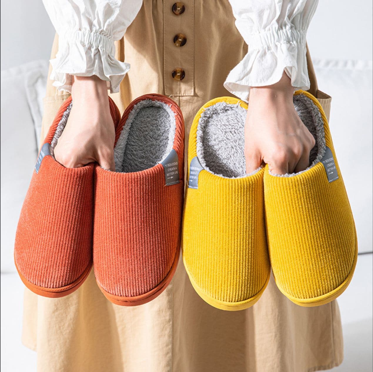 Wholesale cotton slippers for women in autumn and winter, couples home use indoor confinement warm anti-slip plush home cotton slippers for men