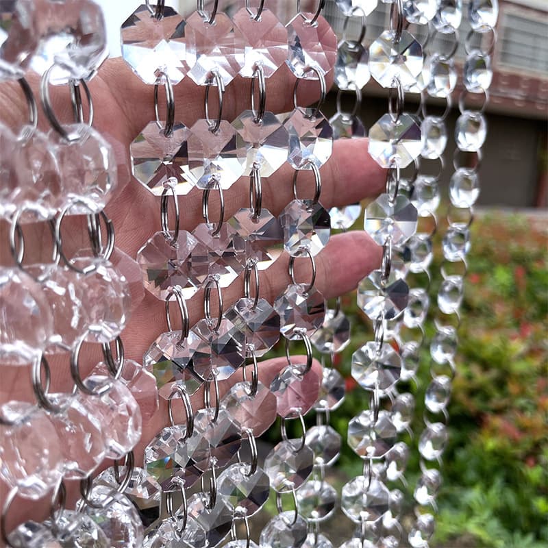Crystal octagonal bead wedding bead curtain, hotel decoration wedding aisle curtain, beaded chain, ceiling decoration chain, lighting accessories