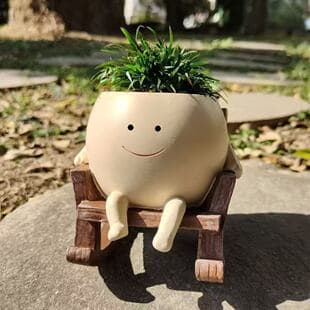 Original Factory Licensed Small Rocking Chair Smile Creative Flower Pot Cute Succulent Balcony Indoor Courtyard High Appearance