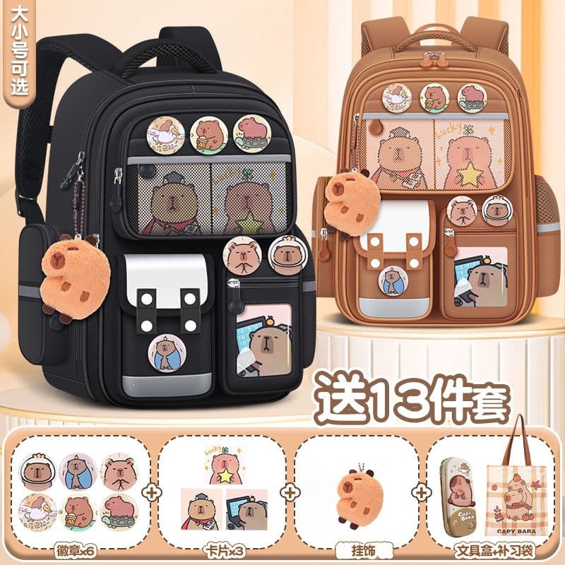 Cross-Border Supply Capybara Backpack for Boys and Girls, Cute Water Rat, Large Capacity Backpack, Primary School Student Backpack Wholesale