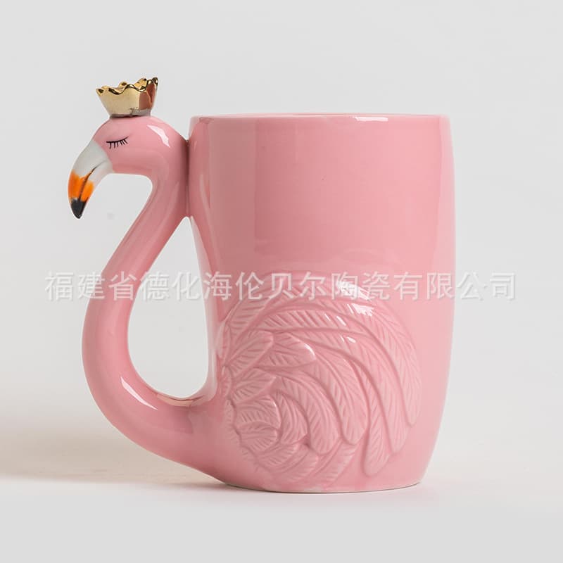 Nordic Lins Ceramic Flamingo Mug, Cross-Border Best Seller Flamingo, Cute Ceramic Coffee Mug