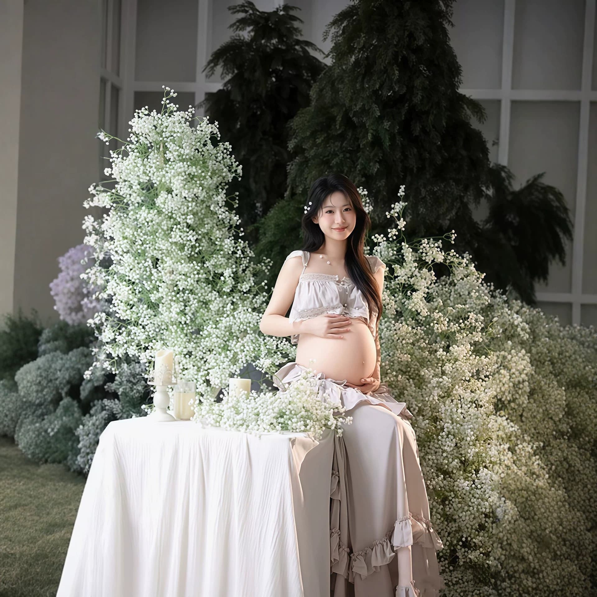 New Studio Maternity Photo Outfit New Vintage Chinese Style Cool Dress Maternity Dress Playful Photography Outfit