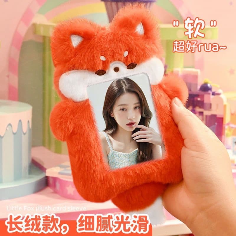 SINGBA Little Fox Card Sleeve cute plush campus meal card, bus card, album small card photo display pendant set.