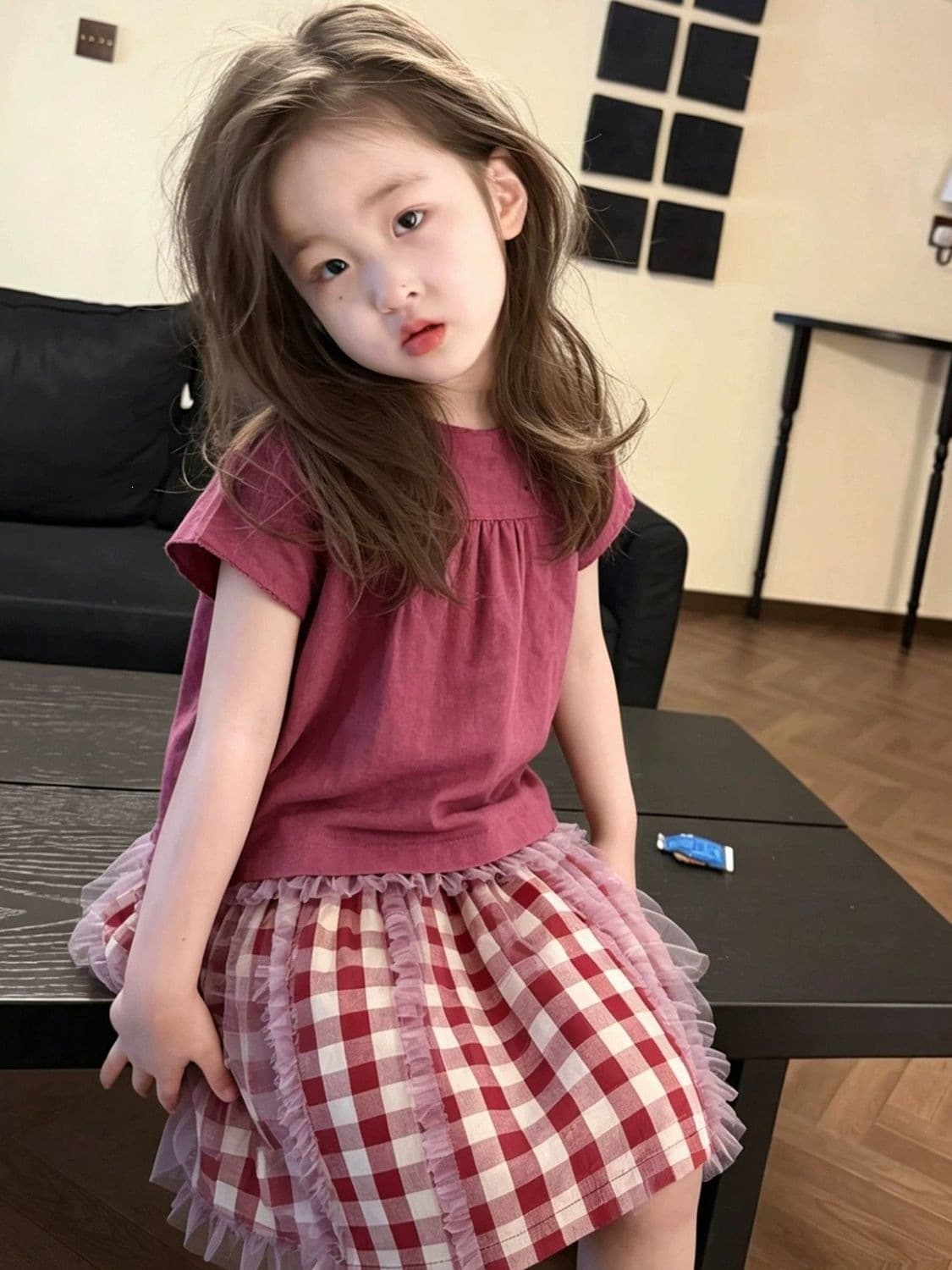Girls' Summer Set New Fashion Casual T-Shirt and Skirt Two-Piece Kids Clothing