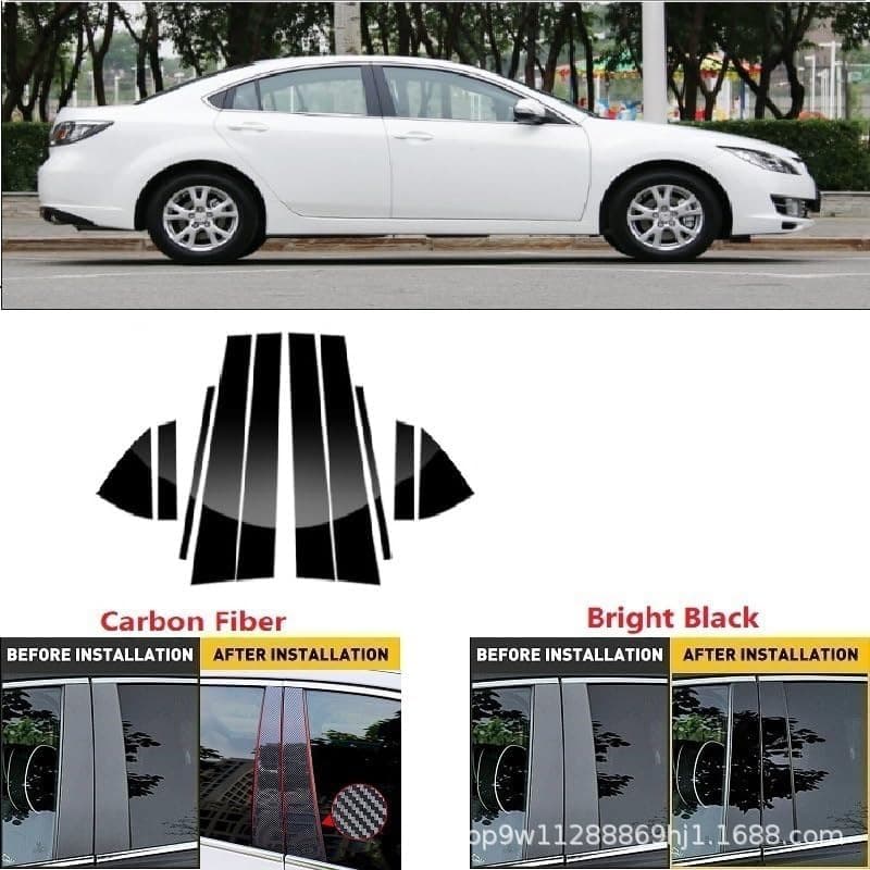 Suitable for Mazda 6 Ruiyi Atez door and window decoration cover modified window trim strip bright silver black center pillar sticker