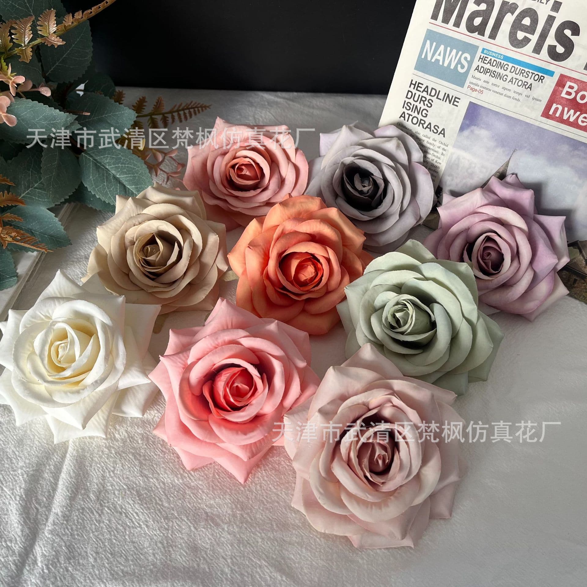 Simulated European-style Artificial Roses, New Rolled Edge Roses for Hotel Wedding Decoration Wholesale Photo Props