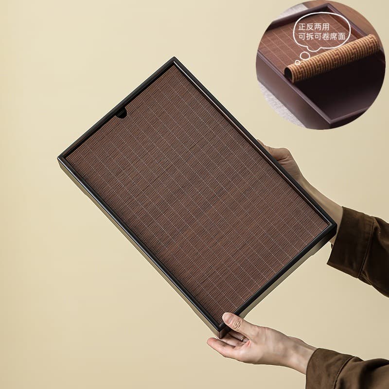 Storage bamboo mat tea tray, portable Japanese-style water storage tea set, single-person tea drinking, wholesale from one piece, modern tea sea