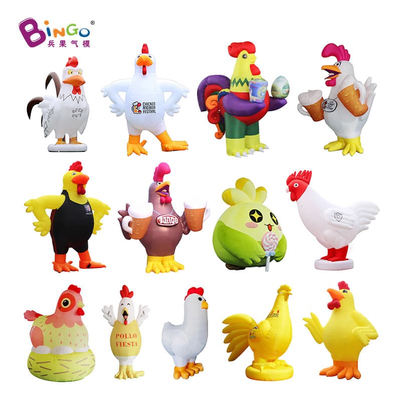 Bingguo Factory Direct Supply Inflatable Chicken Cartoon Air Blown Rooster Turkey Hen Store Chicken Year Mascot Event Decoration