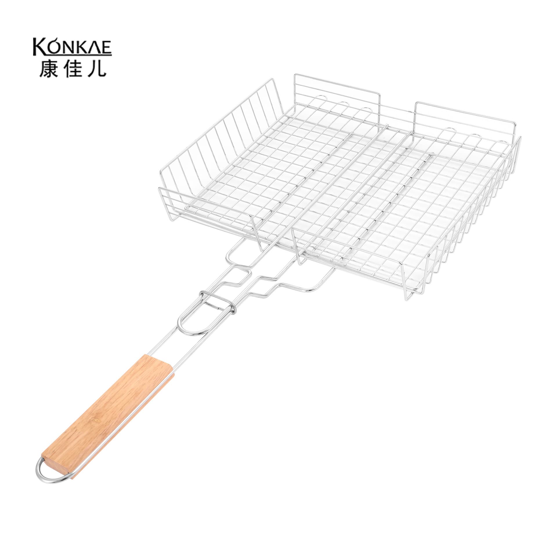 Three-Layer 3D Grilling Net Electroplated Barbecue Clamp Square BBQ Fish Grill Net Portable Outdoor Camping Tool