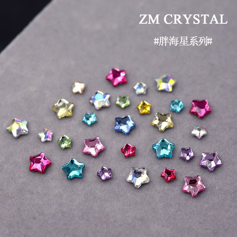 Wholesale New 4/6mm Fat Starfish Colorful Manicure Special-Shaped Diamond Flats Bottom Special-Shaped Diamond Gold Bottom Diamond Nail Art Diamond Ornaments