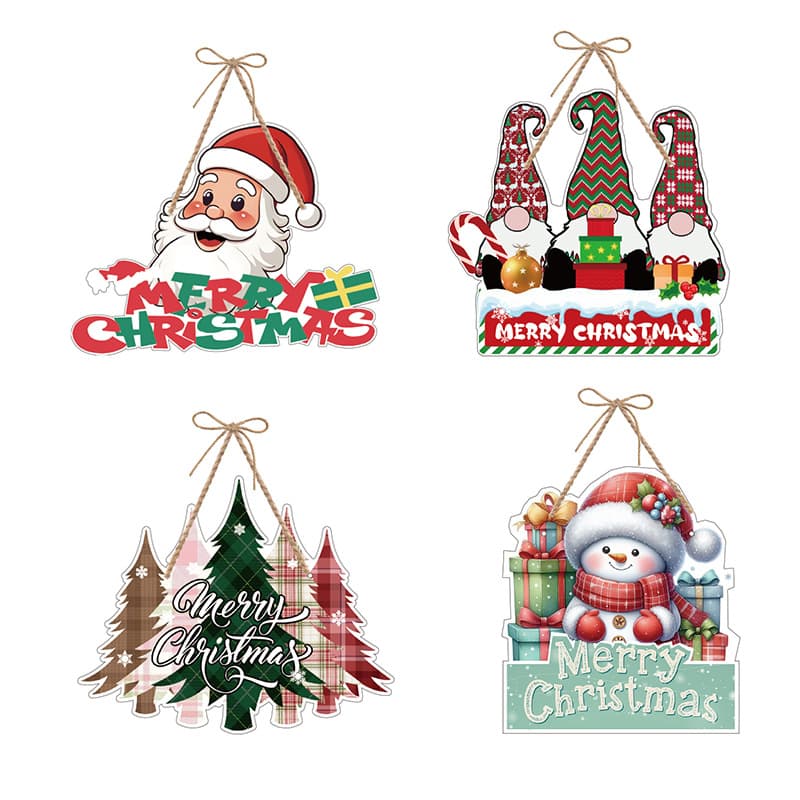 New Cross-Border Christmas Door Decoration Hanging Ornament Party Scene Atmosphere Decor Ins-Style Paper Creative Small Door Hanger