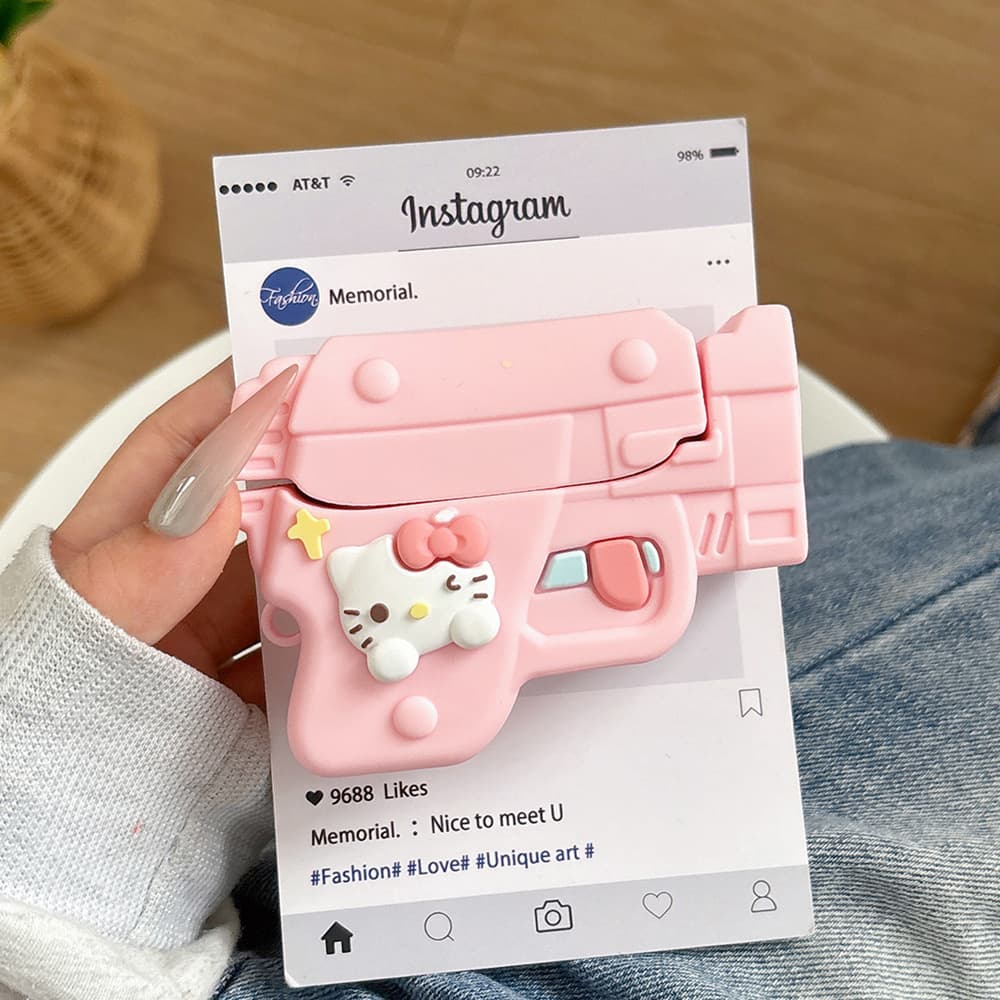 Cute Pistol Hello Kitty Case for Samsung Galaxy Buds3/3pro Bluetooth Earphones Cartoon Soft Shell