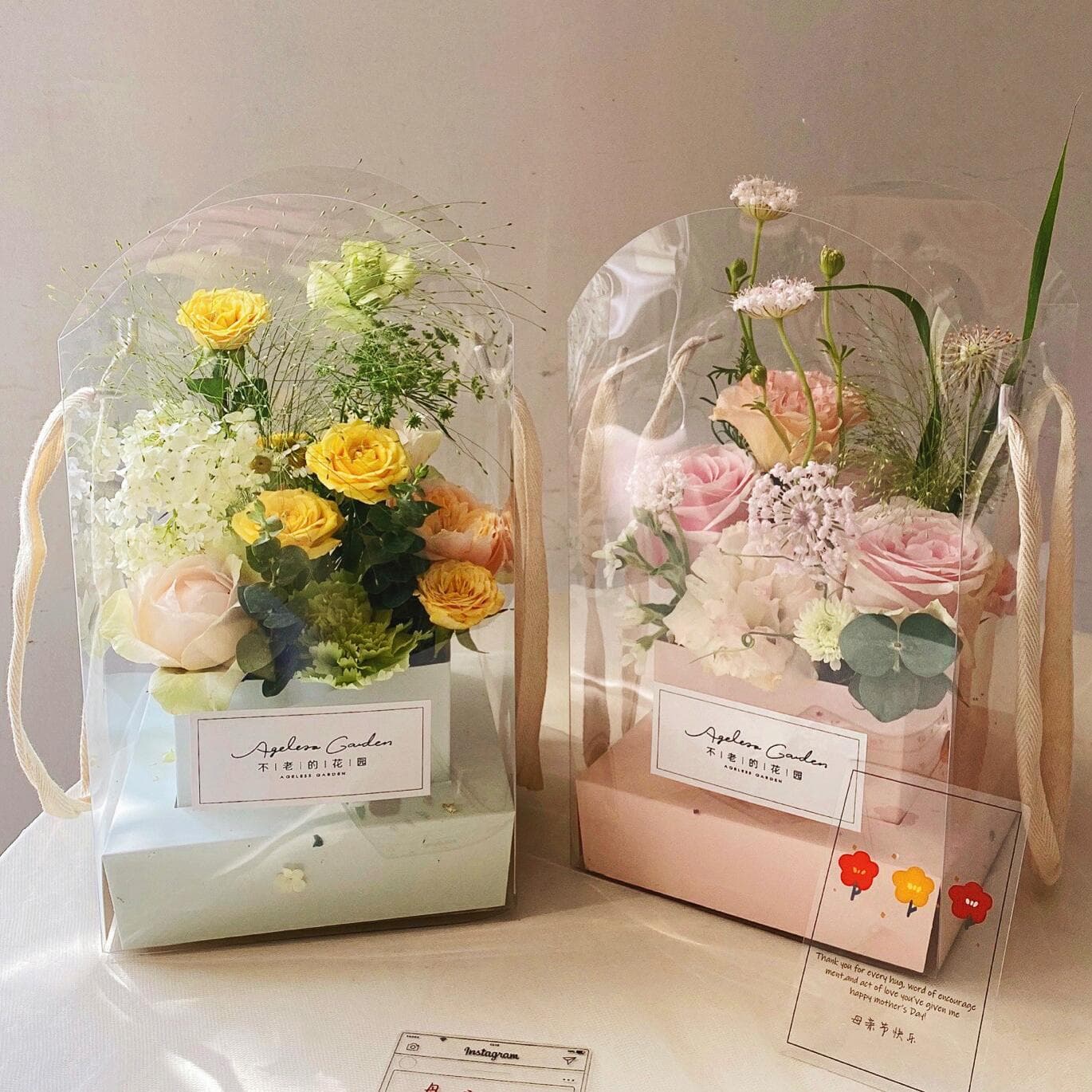 Flower packaging box pvc transparent hand-held flower box bouquet flower arrangement box cake flower box floral art packaging box flower box