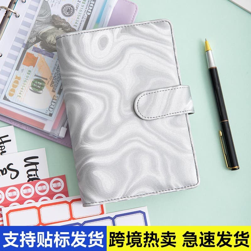 Cross-border Macaron Money-Saving Cash Notebook Binder Storage PU Leather A6 Loose-Leaf Booklet