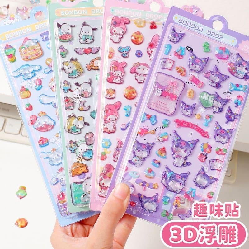 Children's Sticker Girl 3D Embossed Stickers Cartoon Cute Stickers Toy Phone Decoration Small Patterns