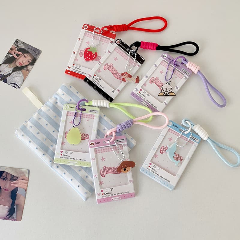 Korean Style Cute Transparent Acrylic Card Holder, Student ID Card Case with Lanyard