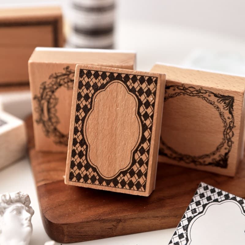 Wooden Frame Whisper Series Stamp Base Material Four-Leaf Clover Vintage Beechwood Rubber 10 Designs to Choose From