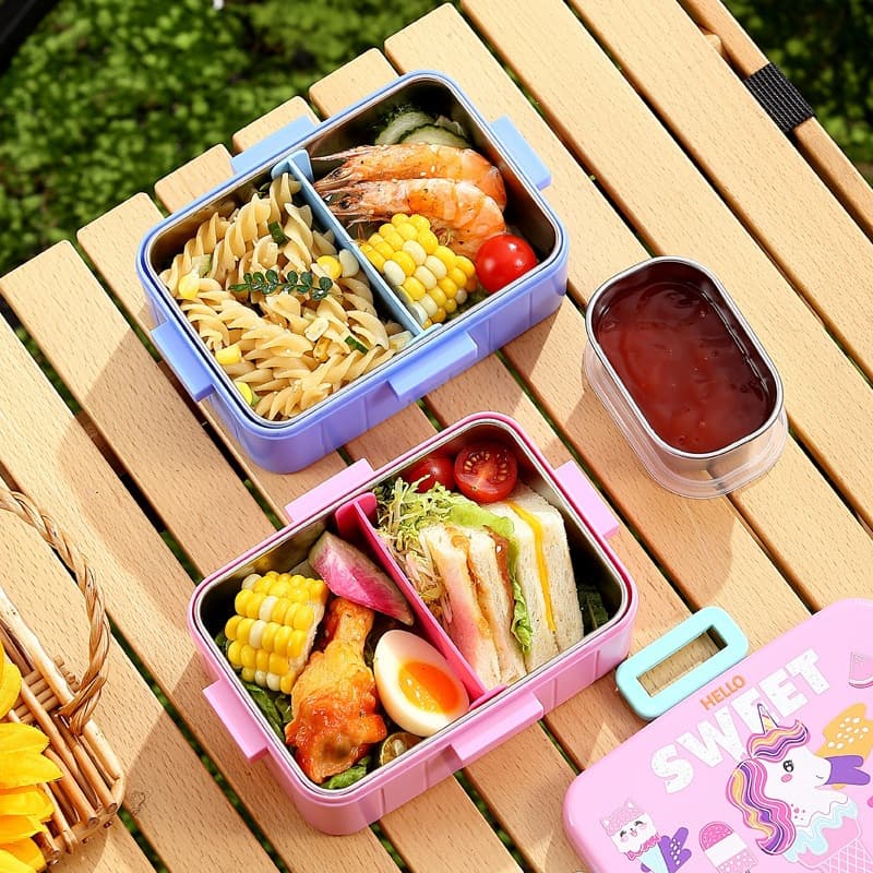Children Lunch Box Cartoon 304 Stainless Steel Lunch Box Student Bento Box Kids Soup Bowl Bento Box