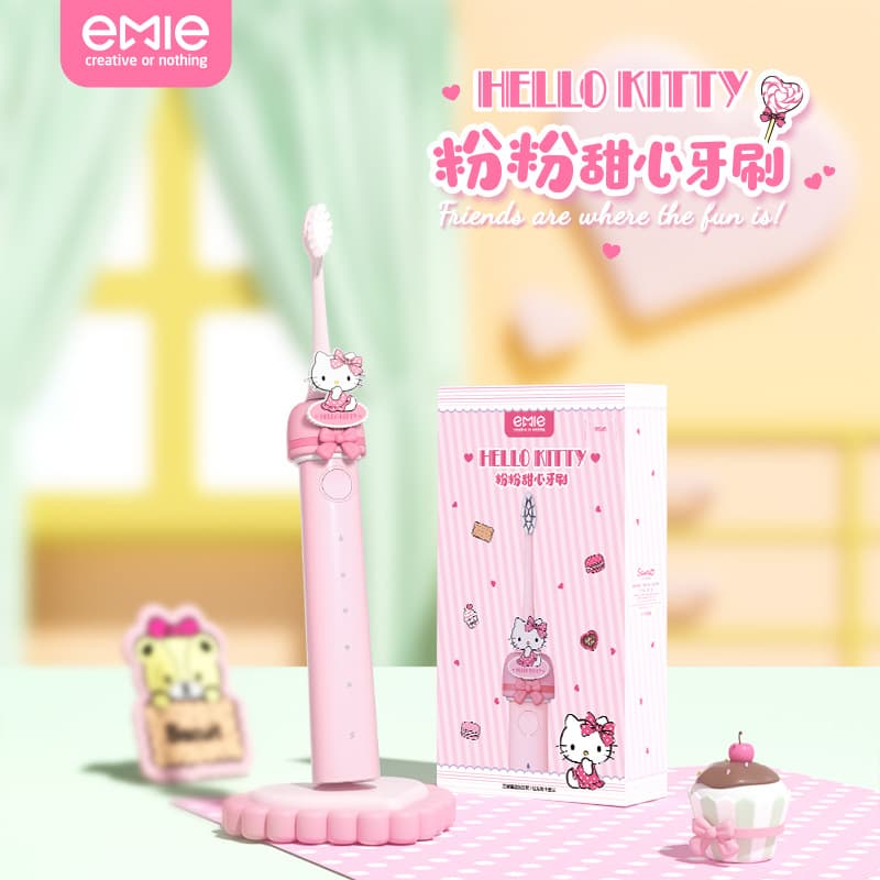 Sanrio Pink Sweetheart Electric Toothbrush Baby Tooth Cleaner Portable Automatic Soft-Bristled Electric Toothbrush for Ages 3-6