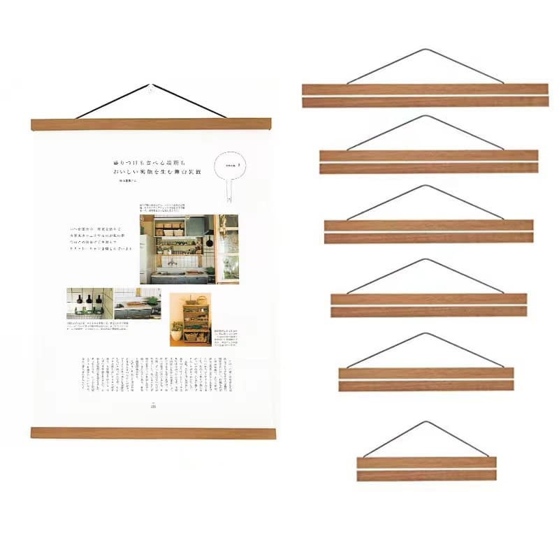 New Wholesale Wooden Magnetic Hanging Scroll Simple Wood Magnet Poster Clip Wooden Picture Scroll Magnetic Painting Hanger