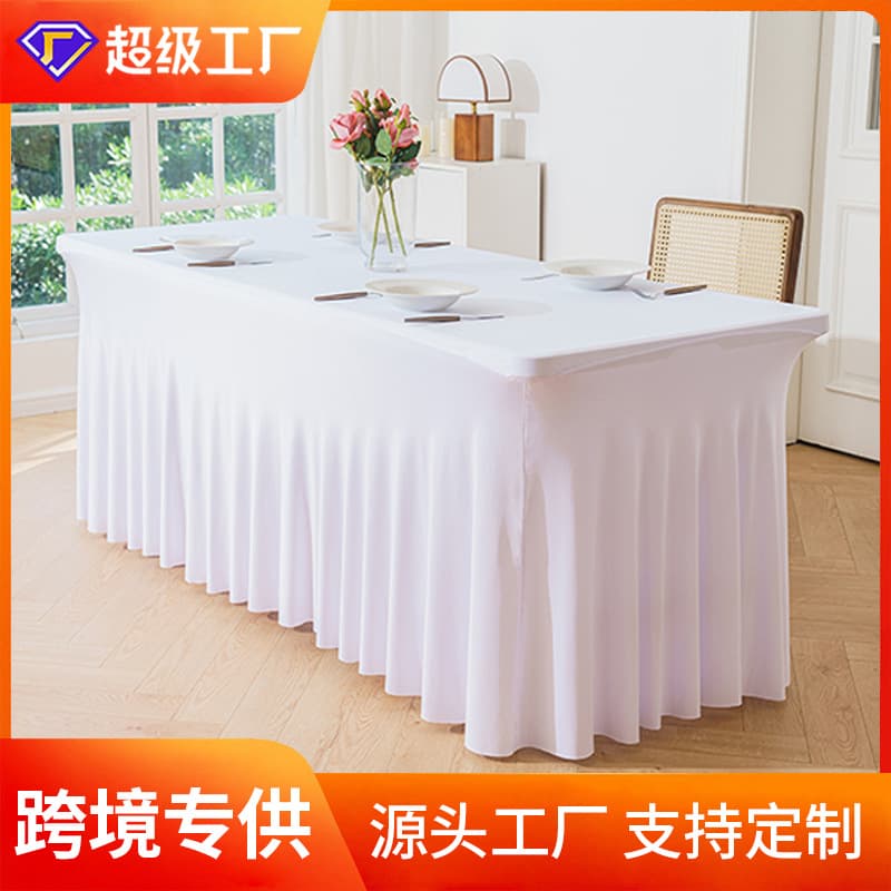 Cross-border Exclusive Elastic Table Cover, Wedding Banquet 6FT Sun Skirt Rectangular Hem, Hotel Party Factory Direct