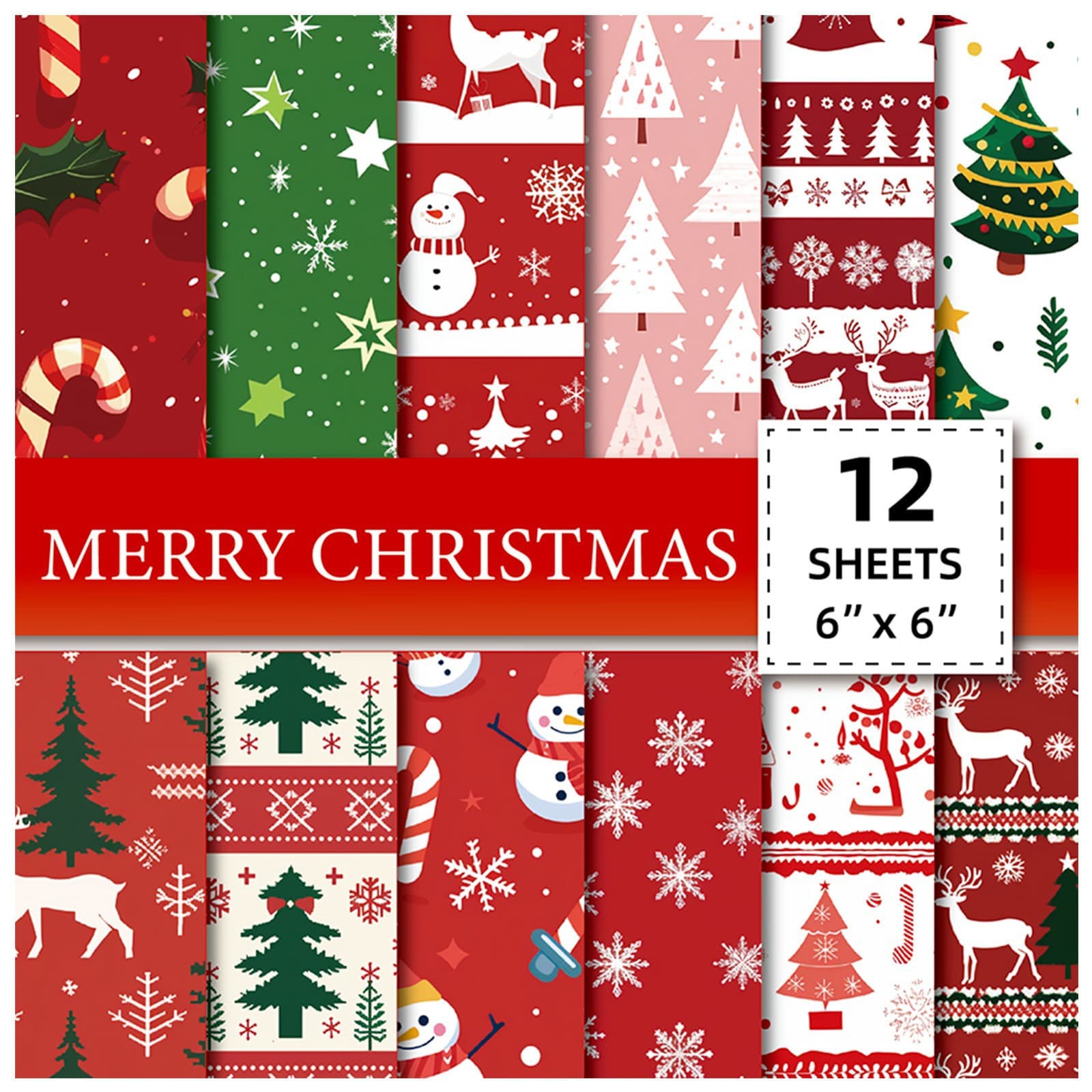 Christmas Tree DIY Cutting Decoration Paper 12 Sheets Pack Christmas Holiday Celebration Gift Exchange Decoration Base Paper