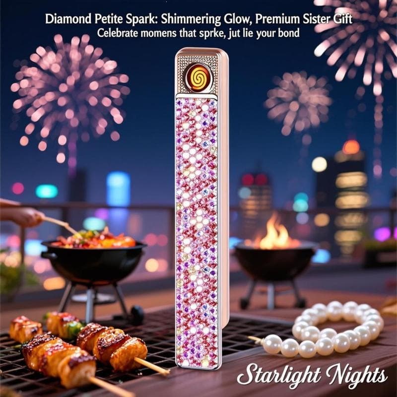 J 93805 USB Charging Windproof Lighter Diamond-Embedded Charging Lighter Cross-Border