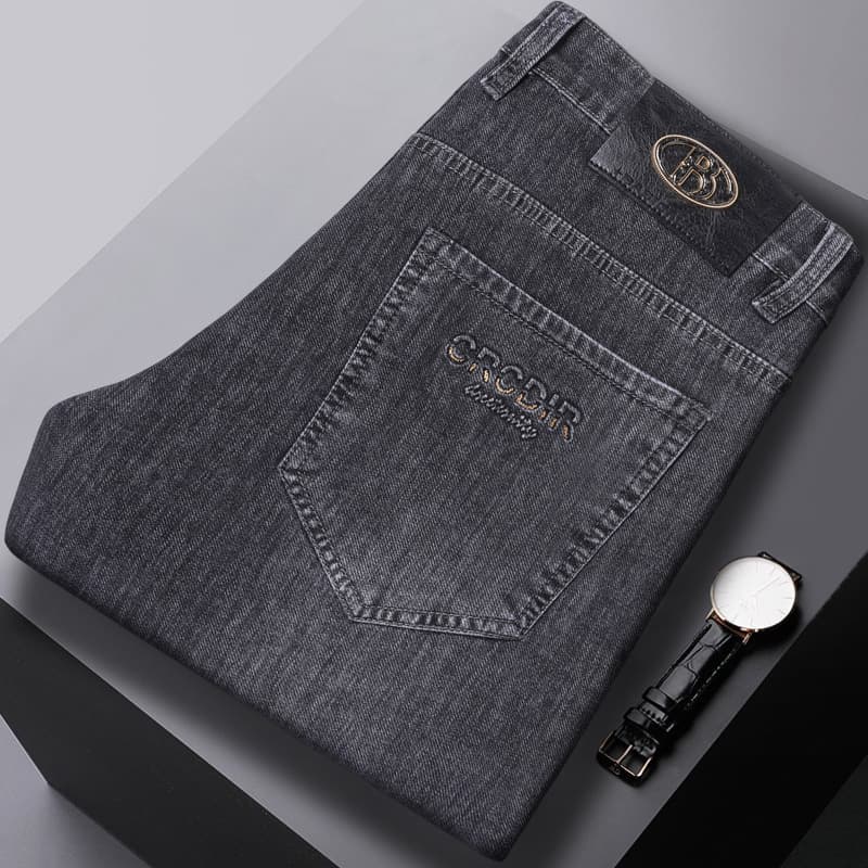 Ice Silk Thin Jeans for Men Summer New High-End Lightweight Cotton Elastic Soft Breathable Slim Straight Jeans
